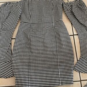 naked wardrobe Black and White Gingham Mini Dress